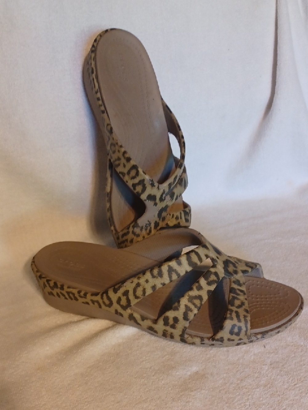Crocs Leopard Print Slip-On Sandals - Women Size 7